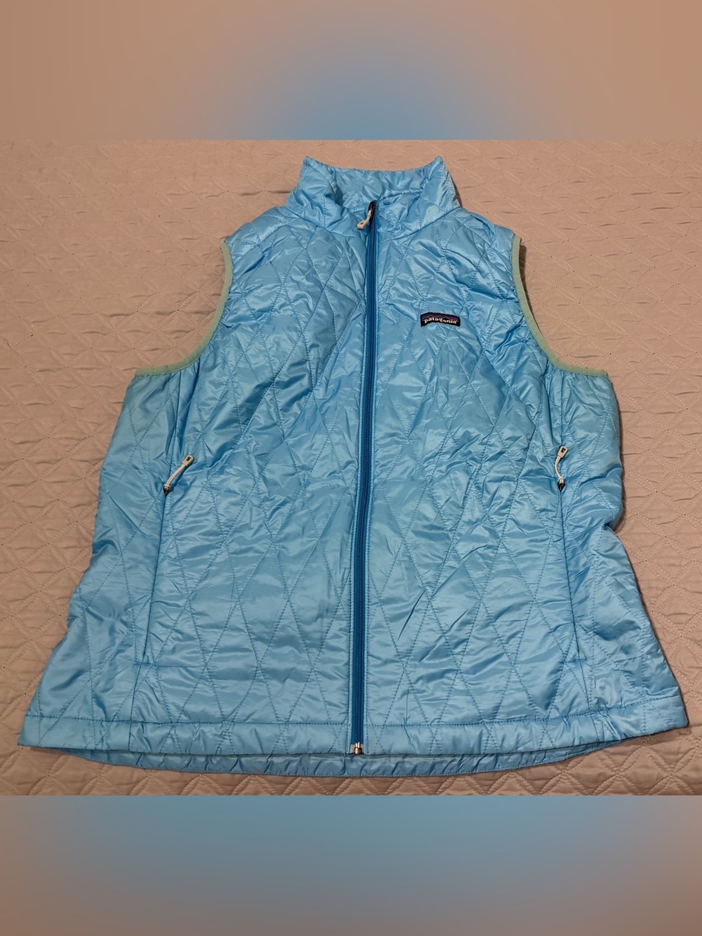 Patagonia Nano Puff Primaloft Puffer Vest Light Blue Midlayer Womens XL Hiking